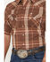 Image #3 - Ely Walker Men's Boot Barn Exclusive Plaid Print Short Sleeve Pearl Snap Western Shirt, Brown, hi-res
