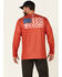Image #1 - Columbia Men's Red Tackle Flag Back Graphic Long Sleeve T-Shirt, Red, hi-res