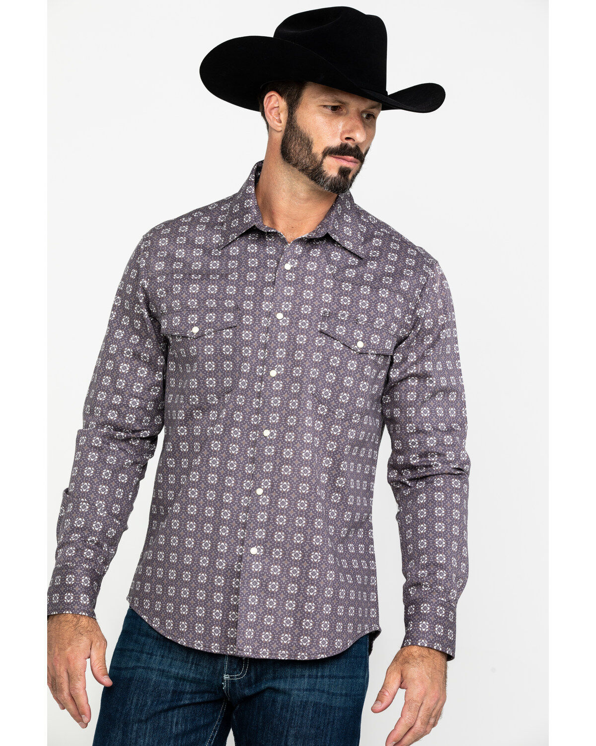 Image #1 - Rock & Roll Denim Men's FR Printed Floral Twill Long Sleeve Work Shirt , , hi-res