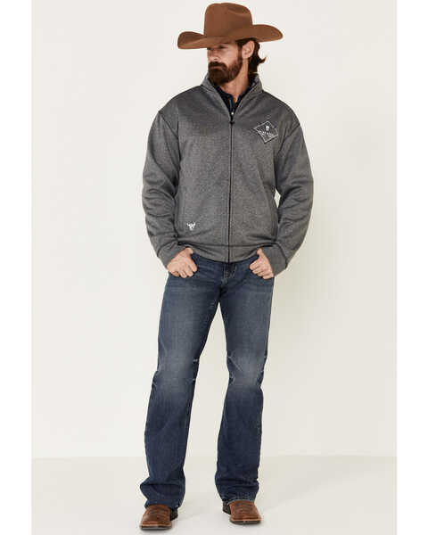 Cowboy Hardware Men's Gray Microfleece Zip-Up Jacket , Grey, hi-res