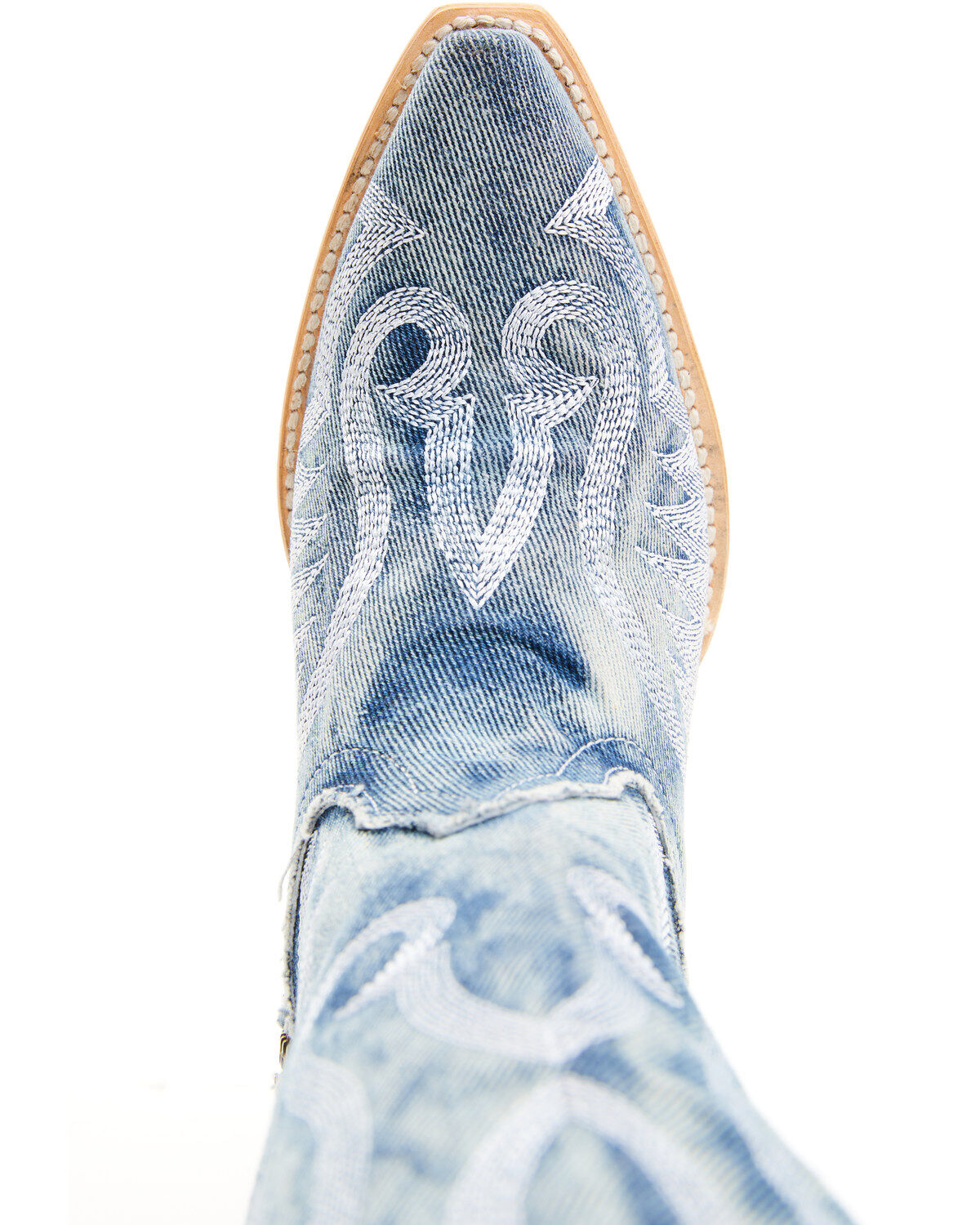 Image #6 - Dan Post Women's Denim Darlin' Tall Western Boots - Snip Toe, Blue, hi-res