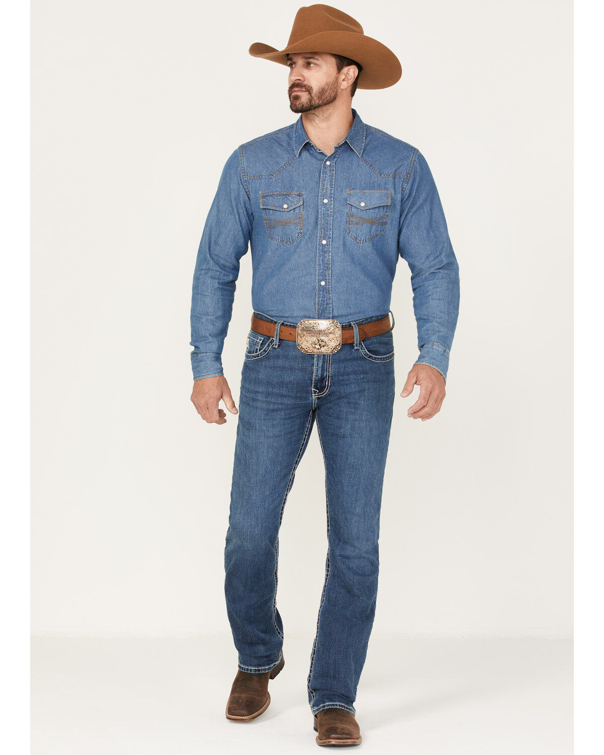 Image #1 - Cinch Men's Ian Medium Wash Slim Bootcut Performance Jeans, , hi-res