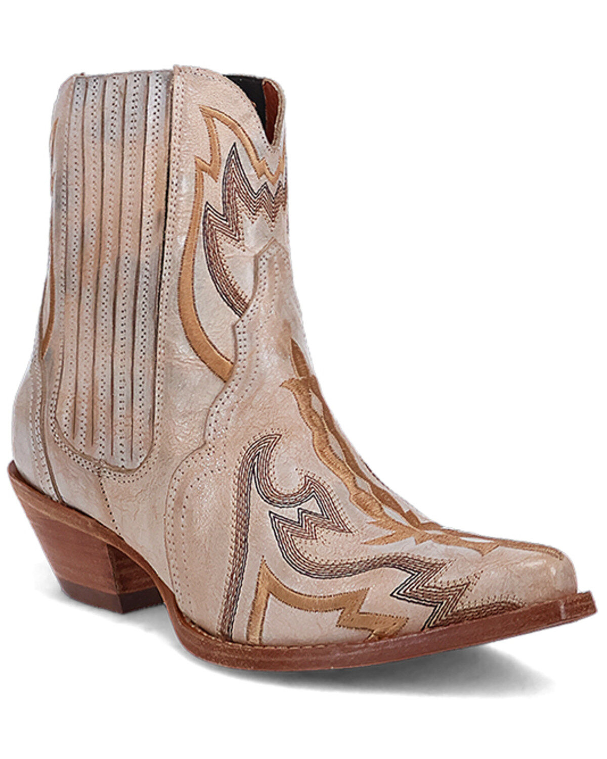 Dan Post Women's Bristol Western Booties - Snip Toe, Cream, hi-res