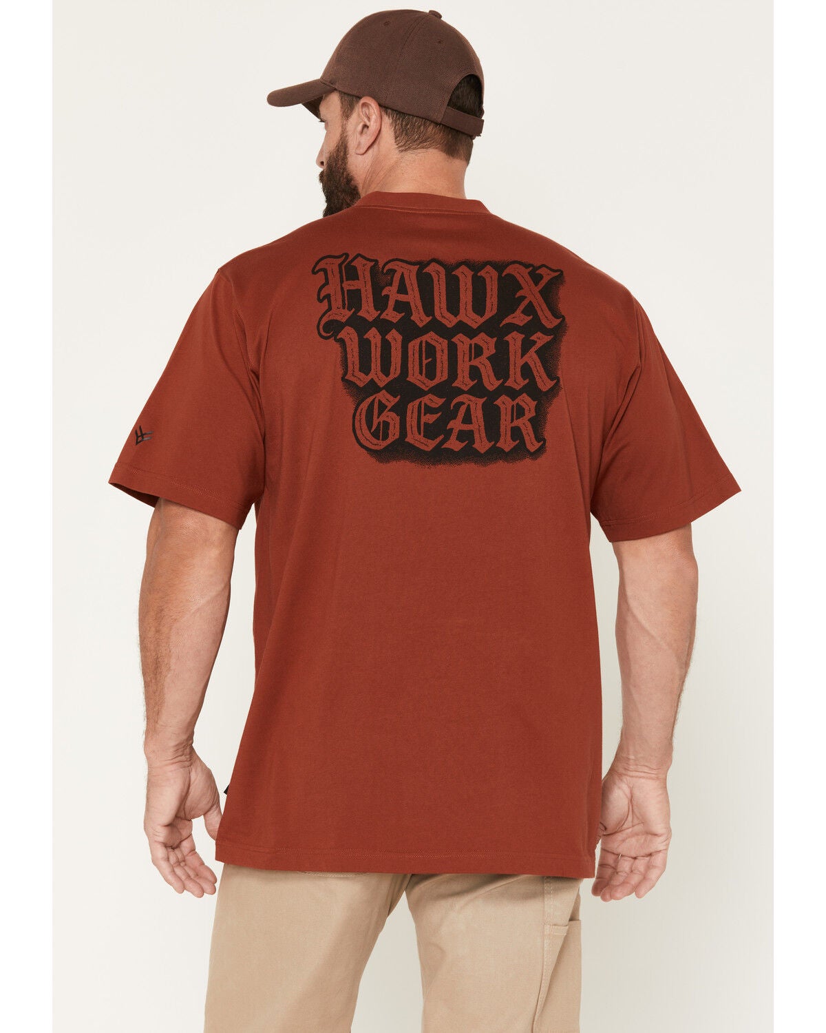 Image #1 - Hawx Men's Solid Graphic Short Sleeve Pocket Work T-Shirt, Dark Orange, hi-res