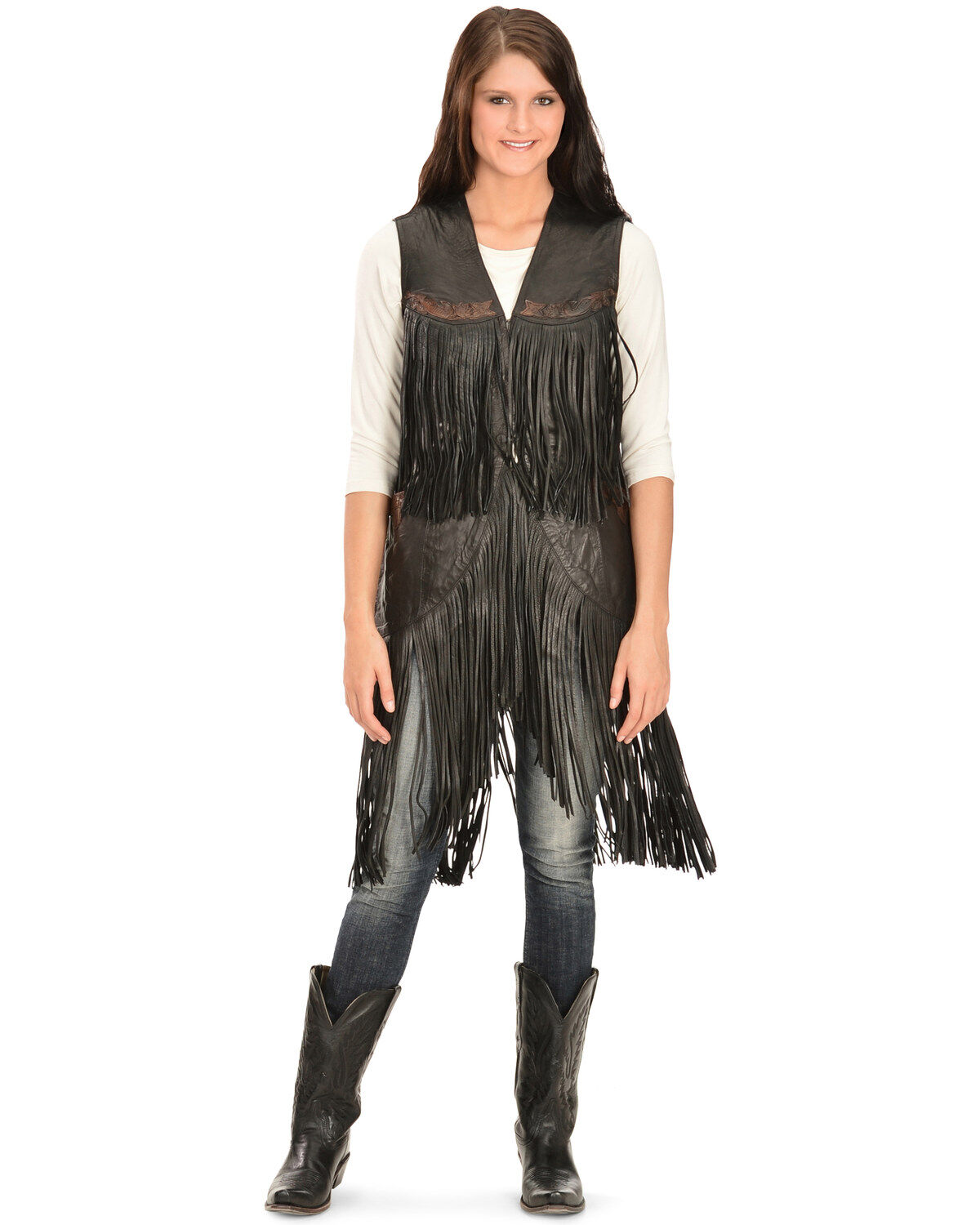 Image #4 - Kobler Leather Women's Ciqala Leather Fringe Vest, Black, hi-res