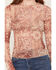 Image #3 - Trixxi Women's Bandana Print Long Sleeve Mesh Shirt, Rust Copper, hi-res