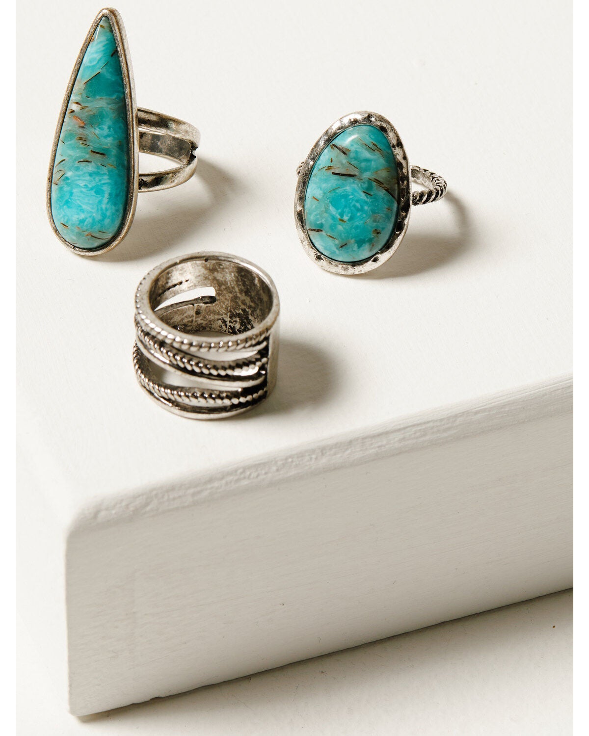 Shyanne Women's Ridge Canyon Turquoise Tear Drop Ring Set - 3 Piece, Silver, hi-res