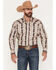 Image #1 - Ely Walker Men's Wallpaper Floral Print Long Sleeve Pearl Snap Western Shirt, Cream, hi-res