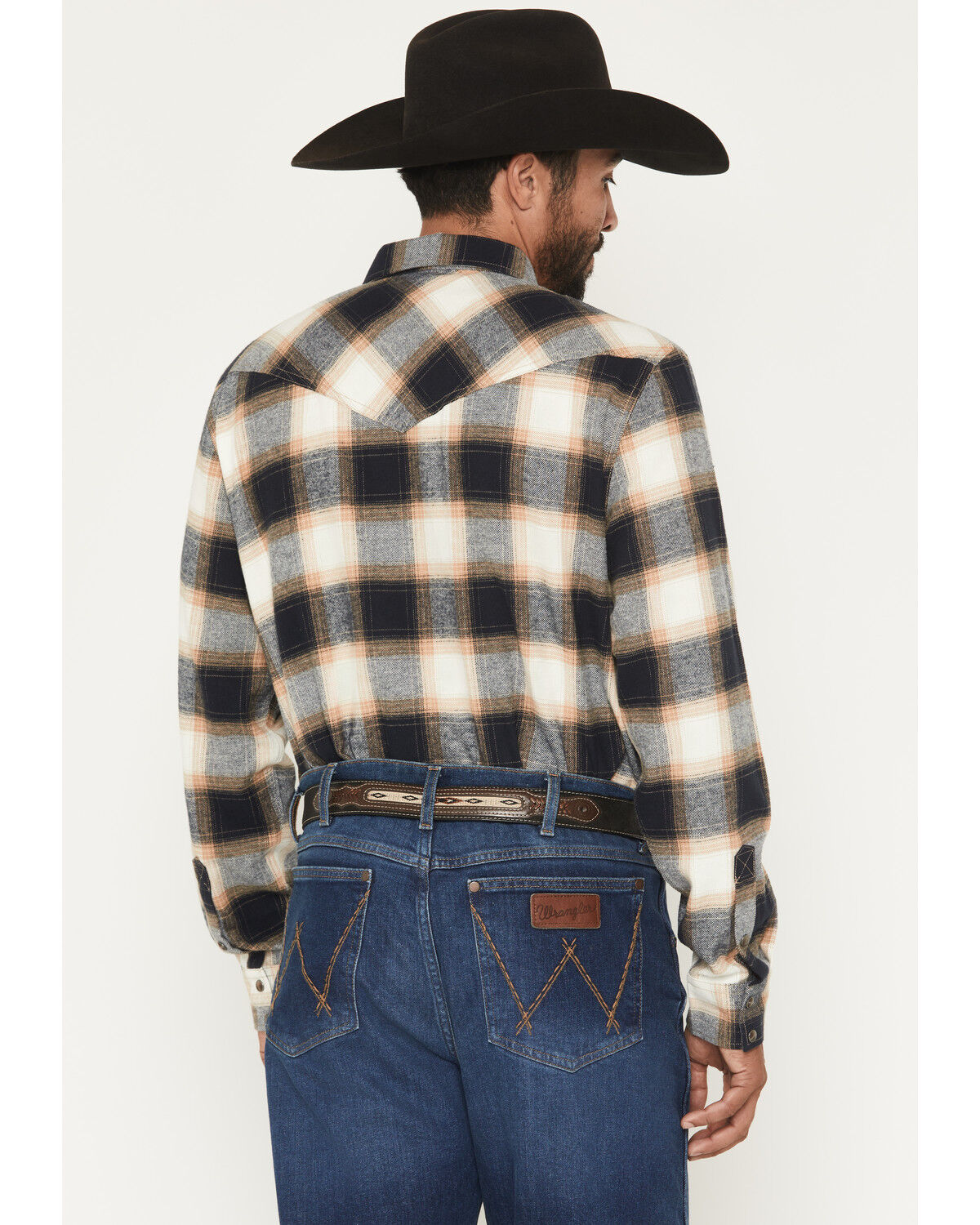 Image #4 - Cody James Men's Bull Rider Plaid Print Long Sleeve Snap Flannel Shirt, Tan, hi-res