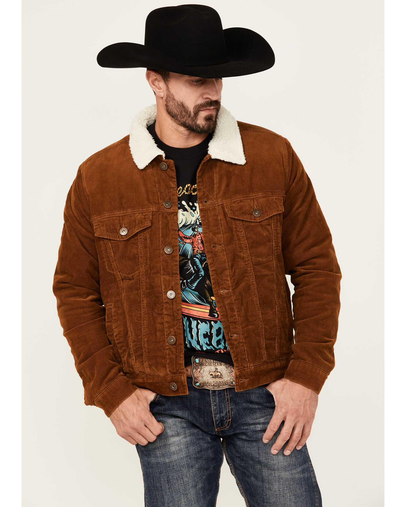 Cody James Men s Roscoe Corduroy Sherpa Lined Trucker Jacket