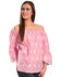 Image #1 - New Direction Sport Women's Embroidered Gingham Off-The-Shoulder Top, Pink, hi-res