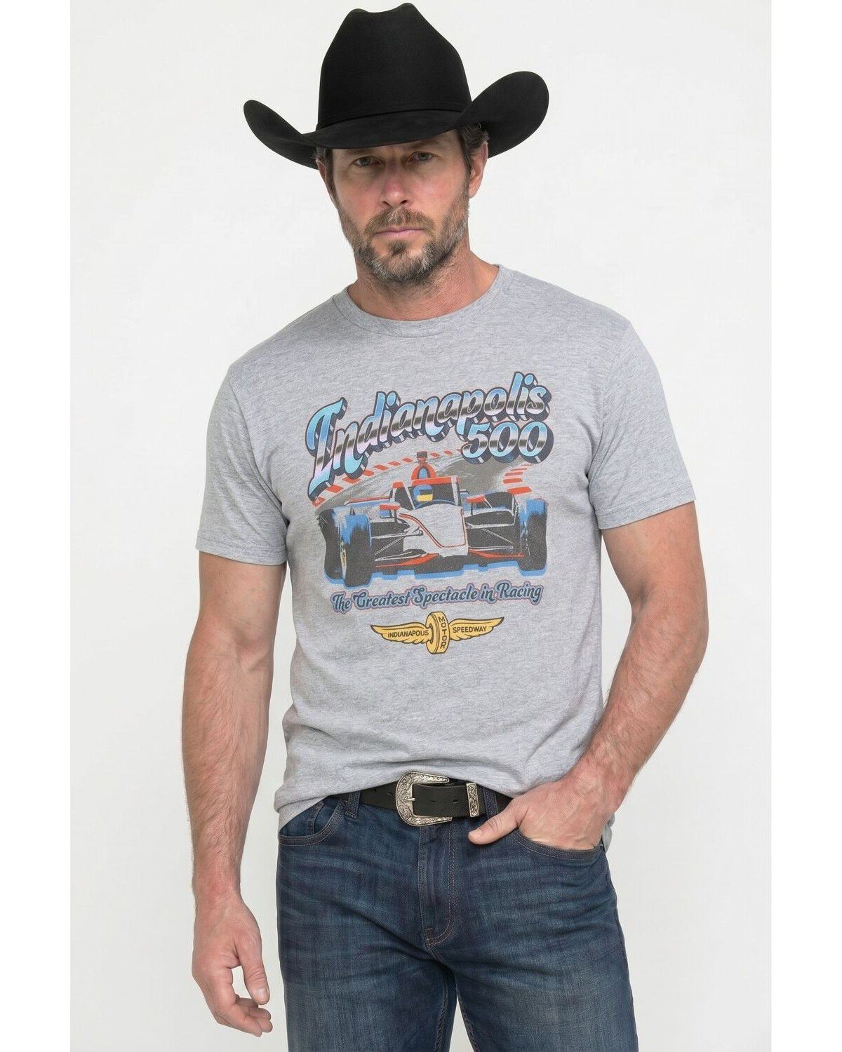 Americana Men's Indy 500 Chrome Short Sleeve Graphic T-Shirt, Charcoal, hi-res