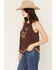Image #2 - Shyanne Women's Rosetta Embroidered Halter Tank, Cognac, hi-res
