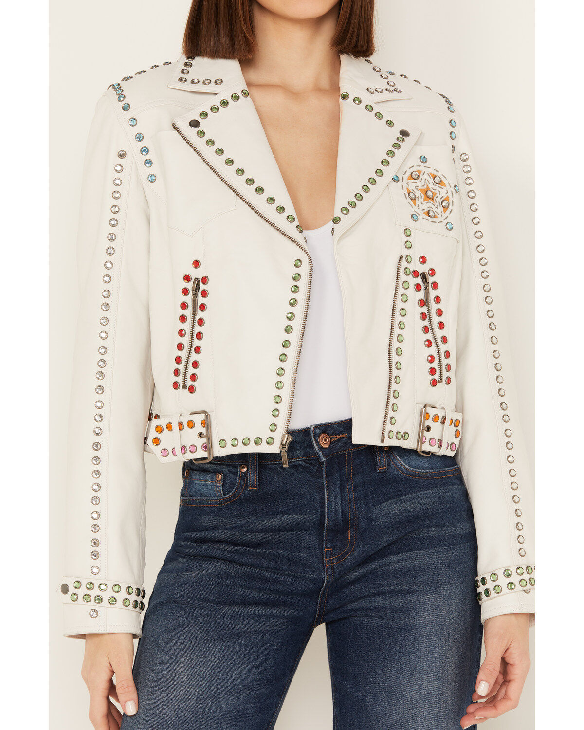 Image #4 - Double D Ranch Women's Hay Babies Studded Jacket, Cream, hi-res