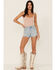 Lee Women's Vintage Modern High Rise Laundered Light Shorts, Light Blue, hi-res