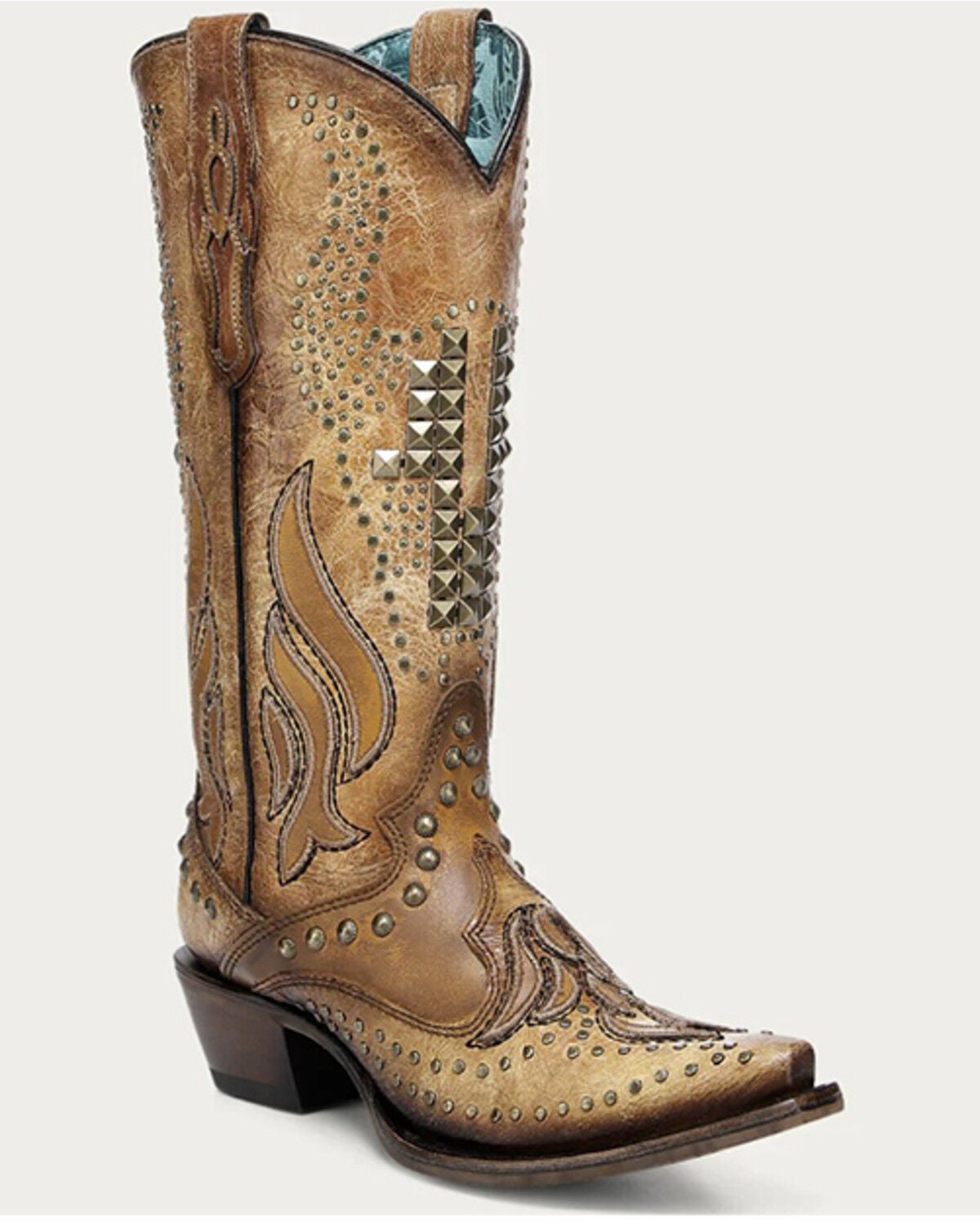 Corral Women's Bull Skull Western Boots - Snip Toe, Sand, hi-res