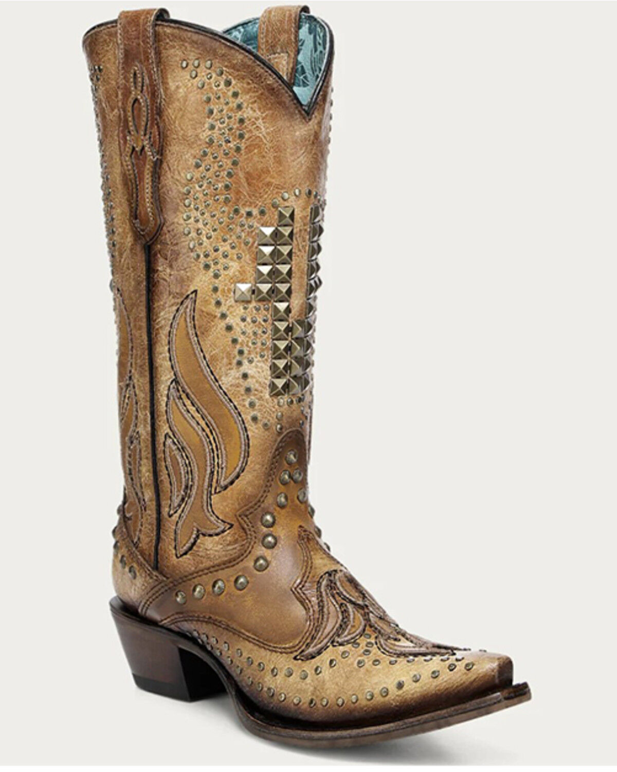 Image #1 - Corral Women's Bull Skull Western Boots - Snip Toe, Sand, hi-res
