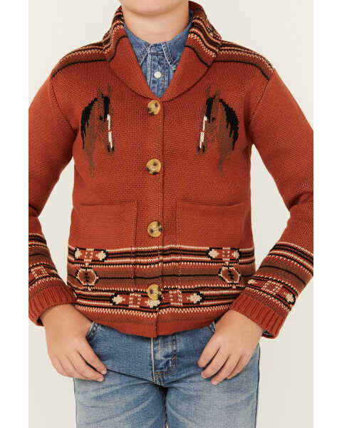Image #3 - Cotton & Rye Boys' Horse Cardigan , Rust Copper, hi-res
