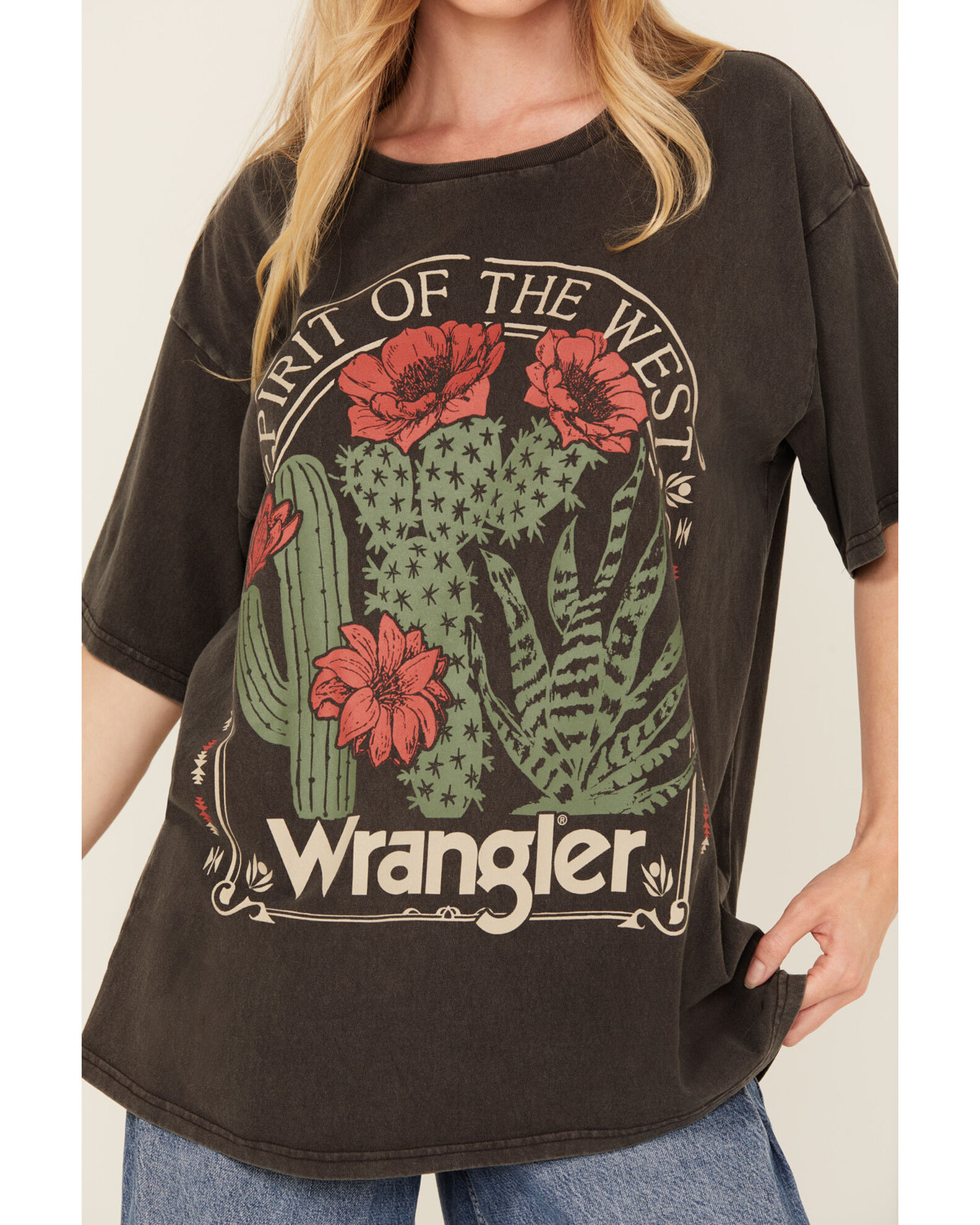 Image #3 - Wrangler Retro Women's Cactus Rose Short Sleeve Graphic Tee, Black, hi-res