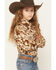 Image #2 - Cowgirl Hardware Girls' Cowhide Print Long Sleeve Pearl Snap Stretch Western Shirt, Brown, hi-res