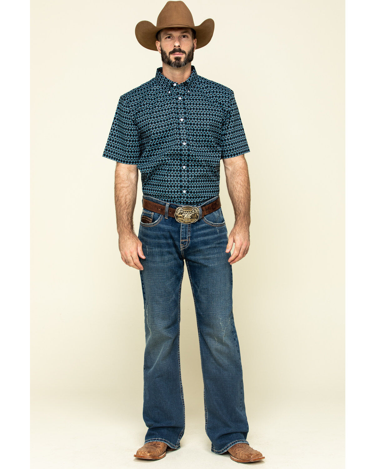 Image #6 - Cody James Core Men's High Roller Geo Print Short Sleeve Western Shirt, , hi-res