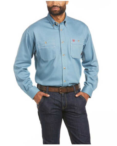 Image #1 - Ariat Men's FR Vented Long Sleeve Button Down Work Shirt - Big & Tall, , hi-res
