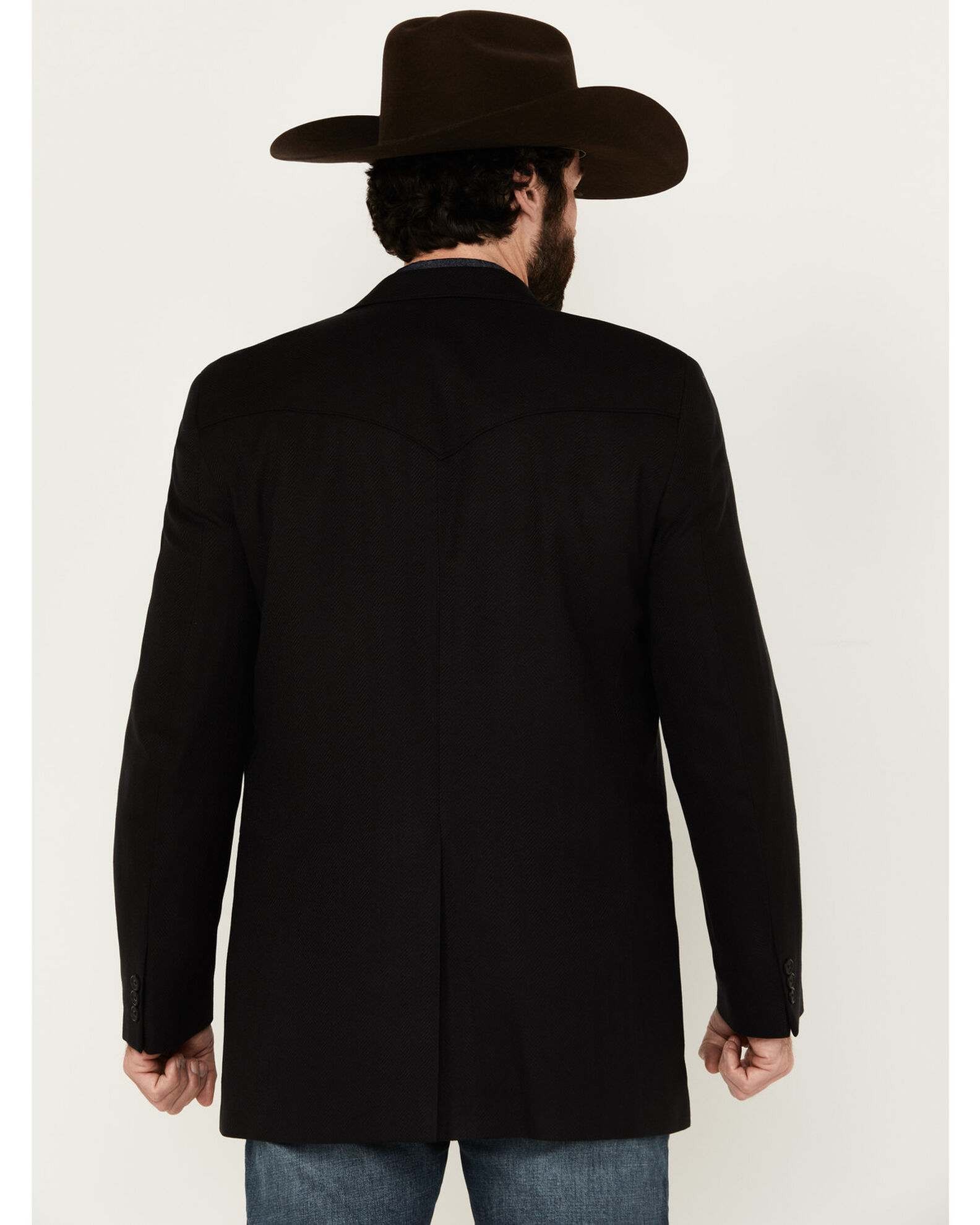 Image #4 - Circle S Men's Herringbone Western Sportcoat, Black, hi-res