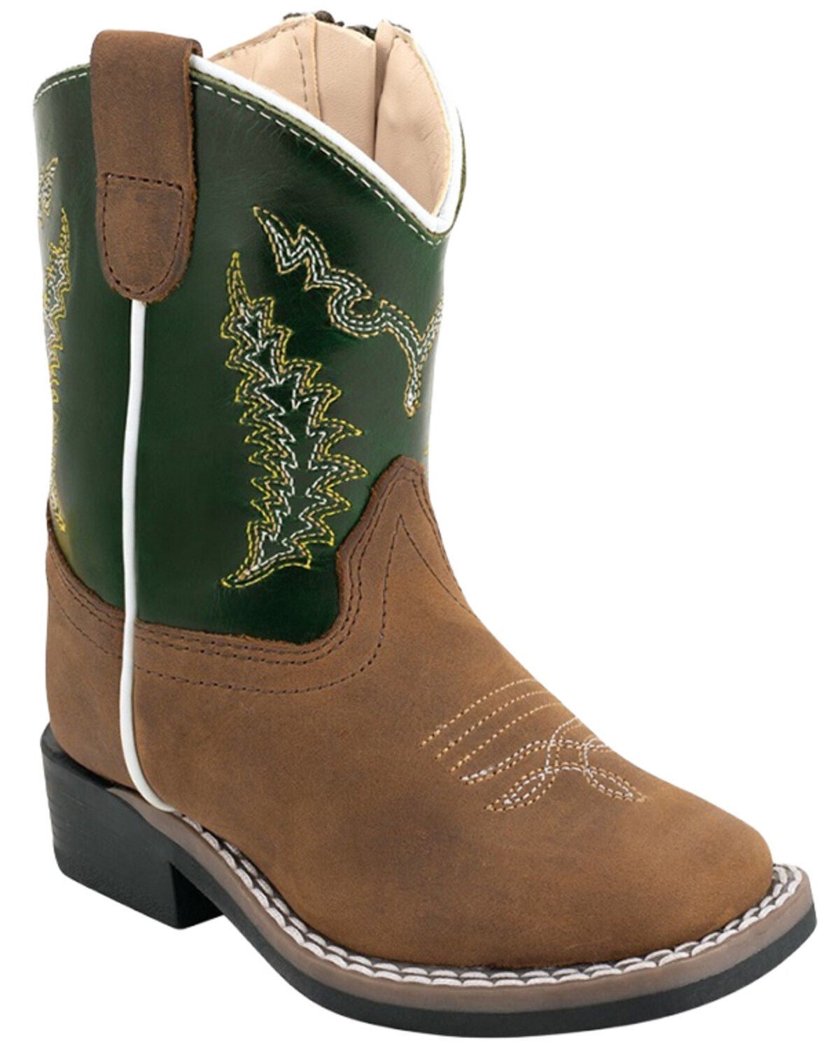 Old West Toddler Boys' Western Boots - Broad Square Toe, Green, hi-res