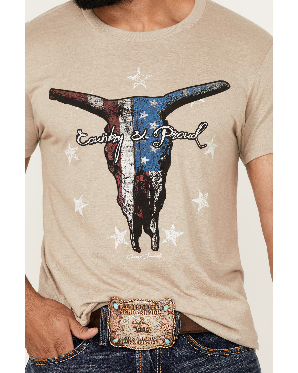Image #3 - Cody James Men's Country And Proud Short Sleeve Graphic T-Shirt, Tan, hi-res