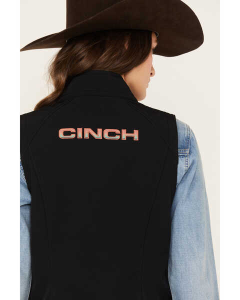 Image #4 - Cinch Women's Logo Embroidered Softshell Vest, Black, hi-res