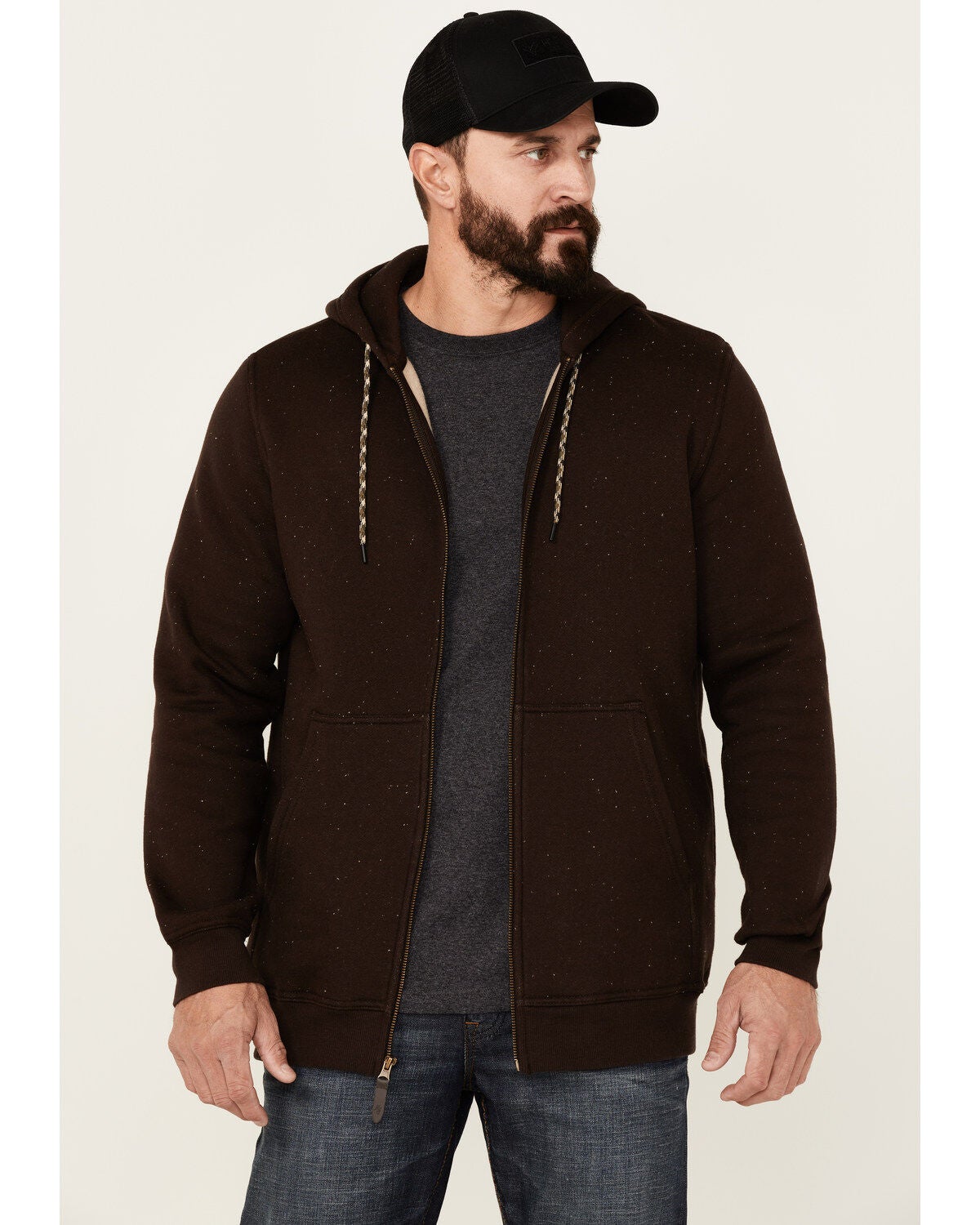 Moonshine Spirit&reg; Men's Brown Koa Wood Zip-Front Hooded Jacket, Brown, hi-res