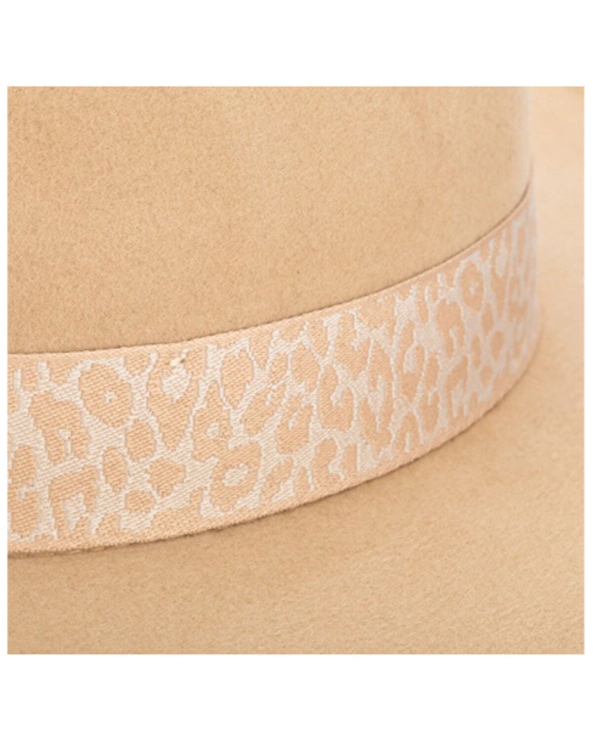 Image #2 - San Diego Hat Company Women's Drue Leopard Band Wool Felt Fedora Hat, Beige/khaki, hi-res