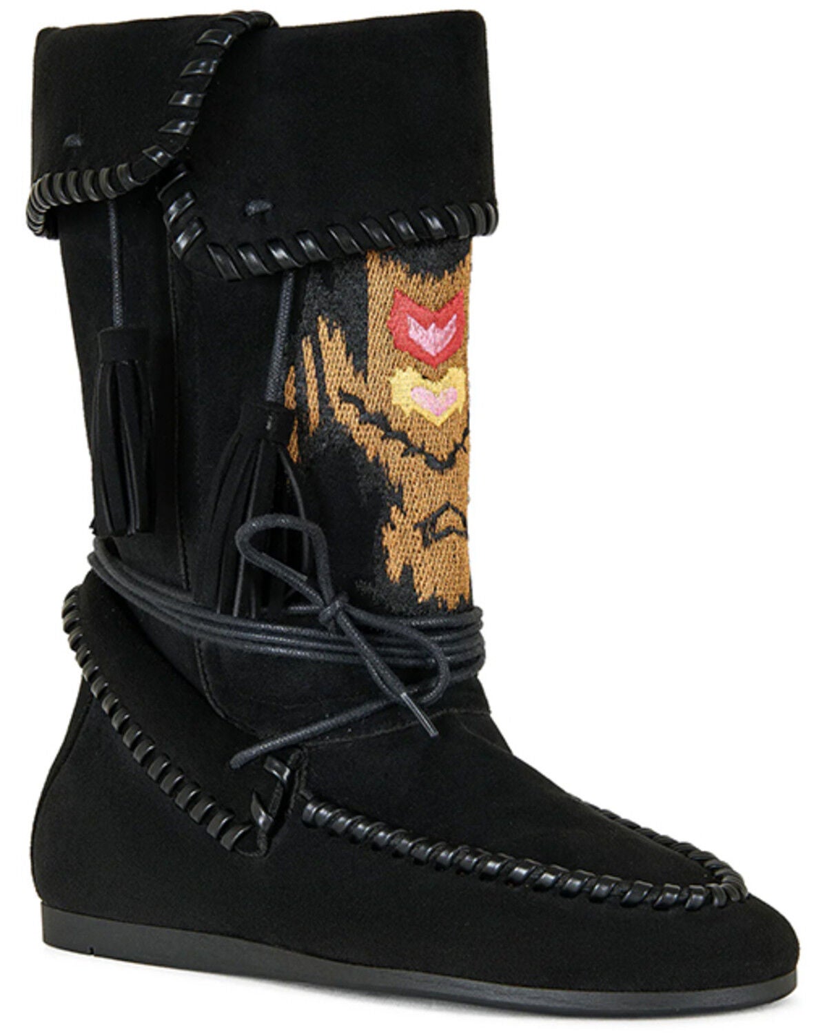 Image #1 - Azalea Wang Women's Weret Moccasin Boots - Moc Toe, Black, hi-res