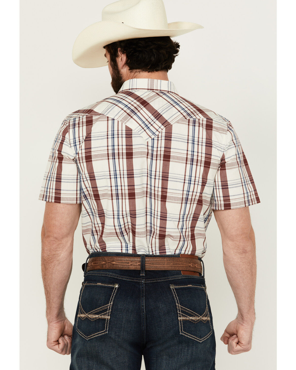 Image #4 - Cody James Men's Festive Plaid Print Short Sleeve Snap Western Shirt, , hi-res