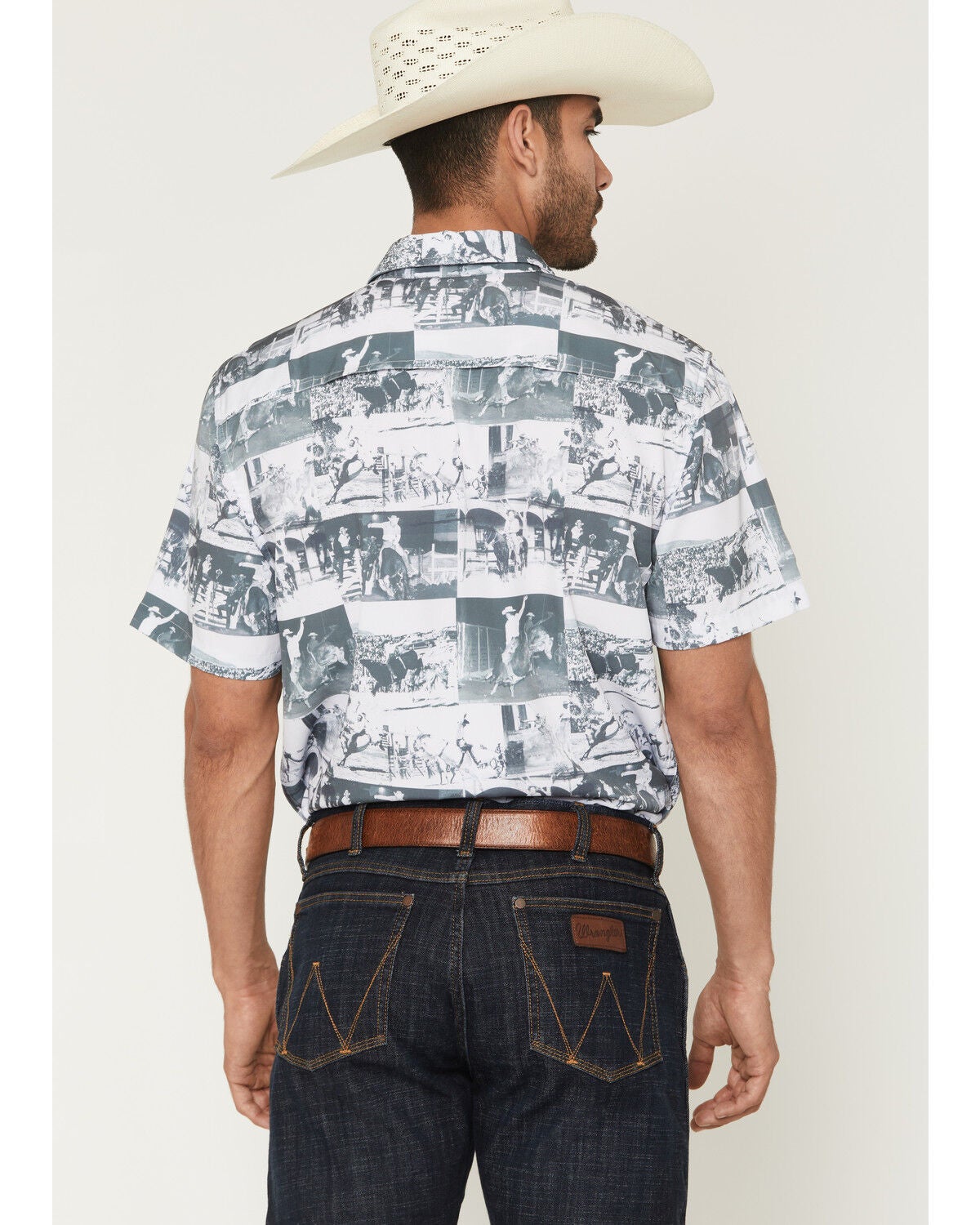Image #4 - Kimes Ranch Men's Dunn Cowboy Print Short Sleeve Button-Down Stretch Western Shirt, White, hi-res