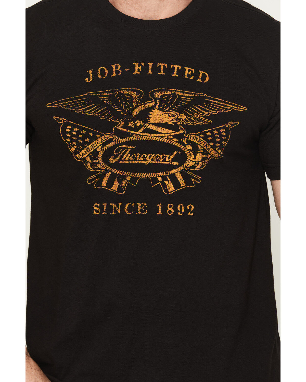 Image #3 - Thorogood Men's Old Glory USA Vintage Short Sleeve Graphic T-Shirt, Black, hi-res