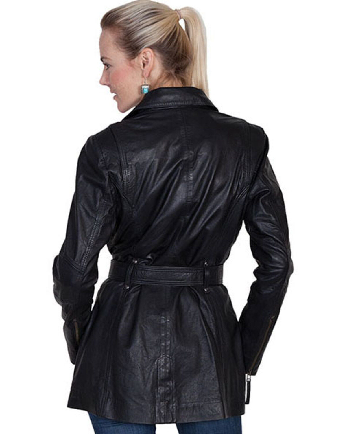 Image #3 - Scully Leatherwear Washed Lamb Leather Adjustable Belt Coat, , hi-res