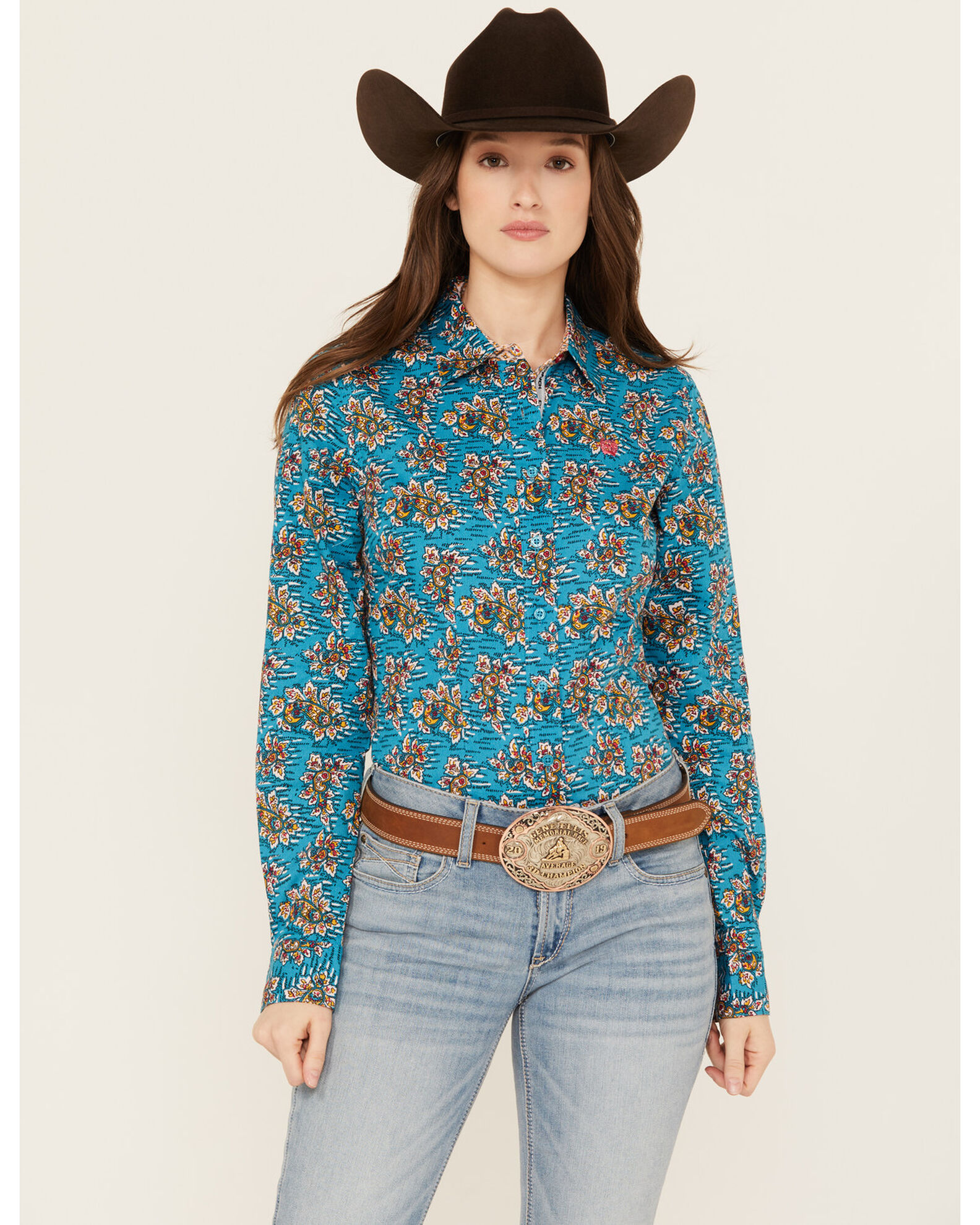 Cinch Women's Floral Long Sleeve Button-Down Western Shirt