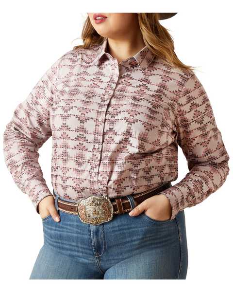 Ariat Women's Kirby Southwestern Print Long Sleeve Button-Down Stretch Western Shirt - Plus, Multi, hi-res