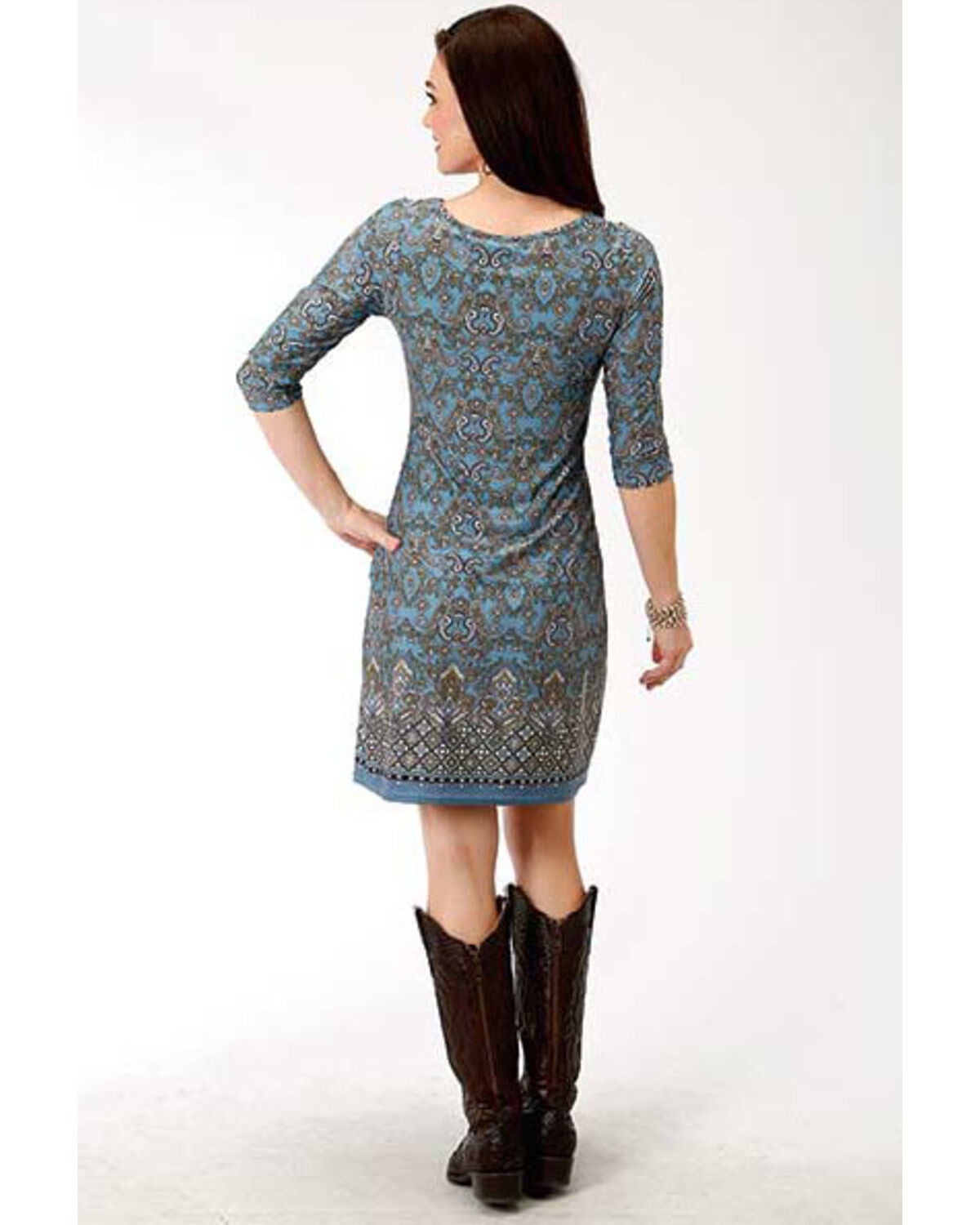 border print shift dress