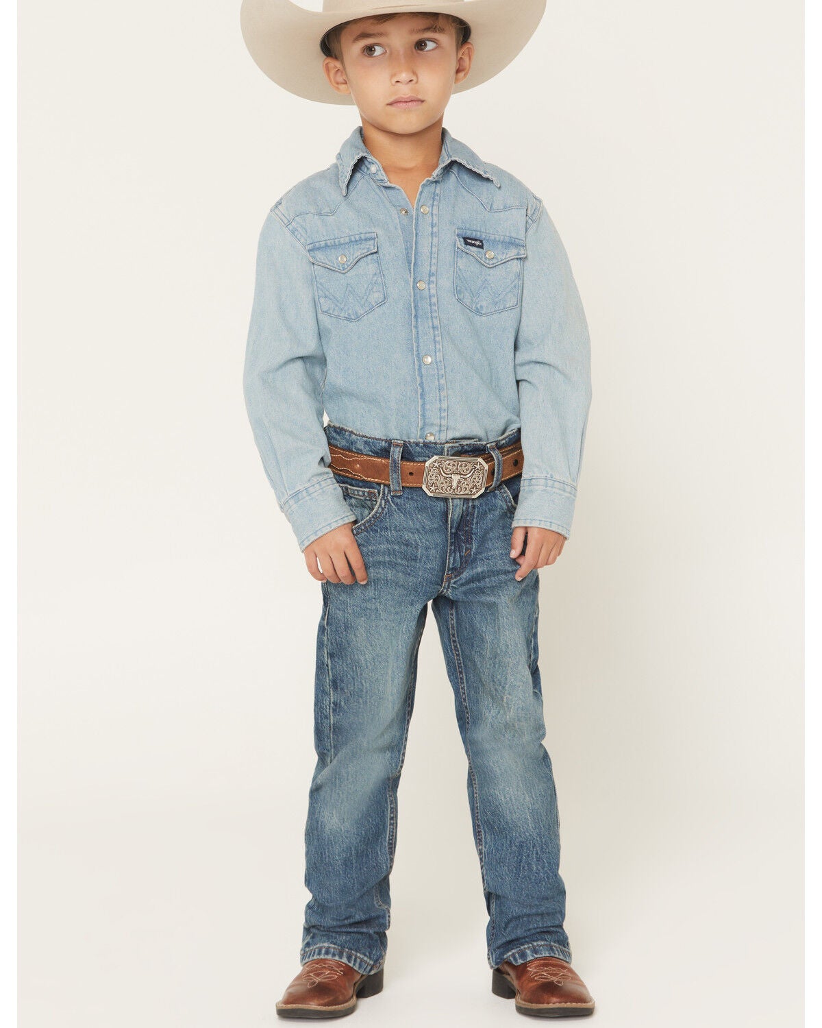 Image #1 - Wrangler 20X Little Boys' Medium Wash Montana Bootcut Stretch Denim Jeans, Medium Wash, hi-res