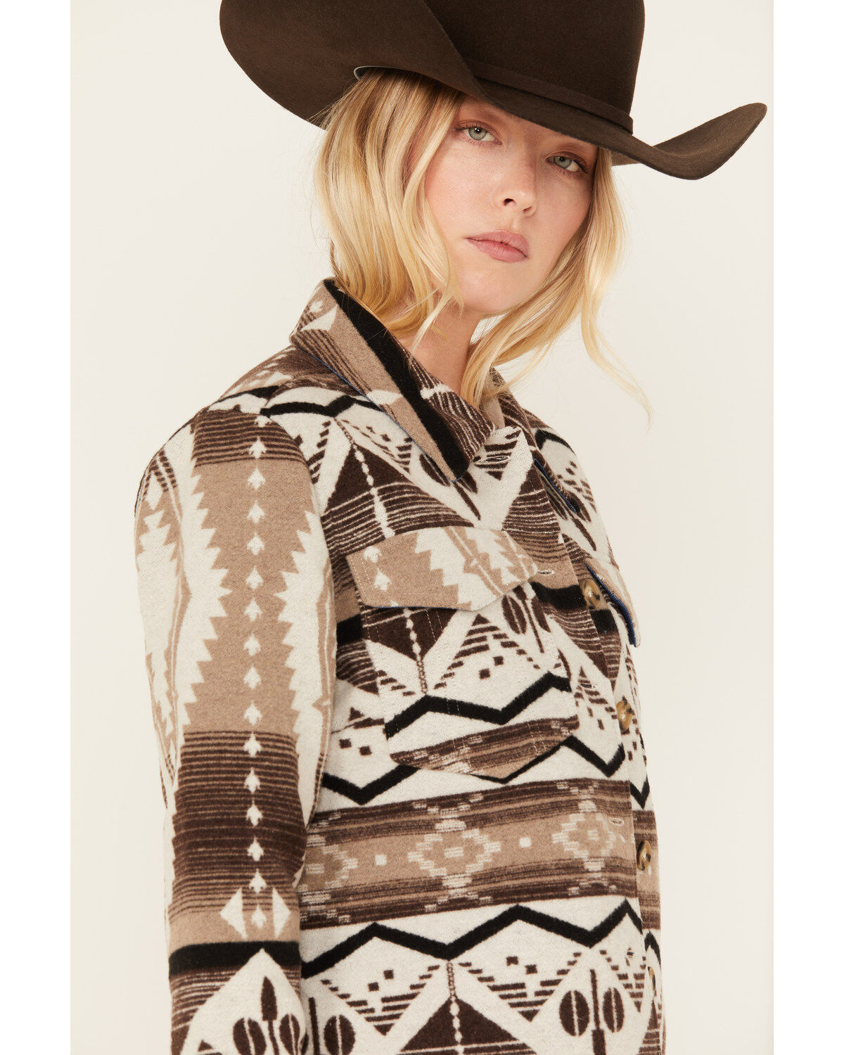 Image #2 - Idyllwind Women's Addy Southwestern Print Shacket, Dark Brown, hi-res