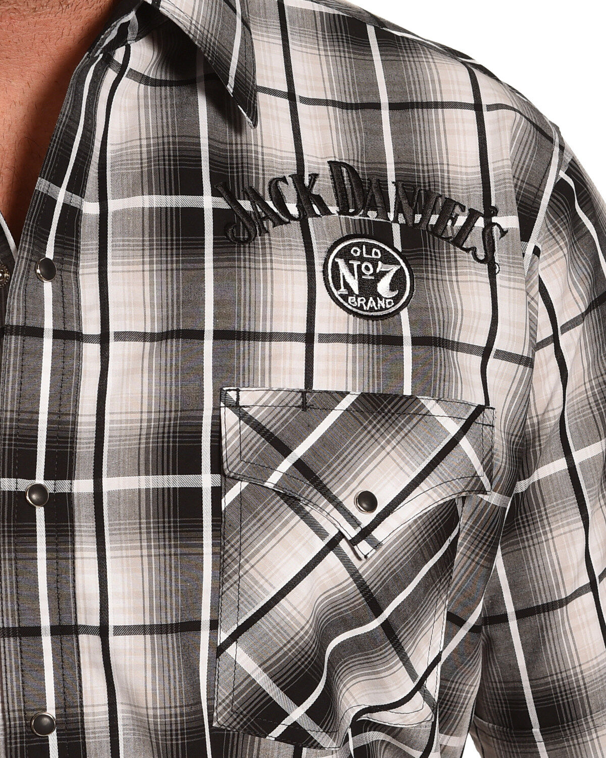 Image #2 - Jack Daniel's Men's Plaid Print Traditional Logo Short Sleeve Western Shirt, , hi-res