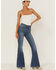 Image #1 - Shyanne Women's Medium Dark Wash High Rise Seam Detail Flare Jeans, , hi-res