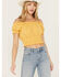 Cleo + Wolf Women's Knit Eyelet Smocked Crop Top, Light Yellow, hi-res