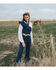 Flying Tomato Women's Leia One Shoulder Denim Jumpsuit, Blue, hi-res