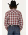Wrangler Retro Men's Plaid Snap Western Shirt , Burgundy, hi-res