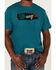 Wrangler Men's Mexico Rider Teal Rope Logo Graphic Short Sleeve T-Shirt , Teal, hi-res