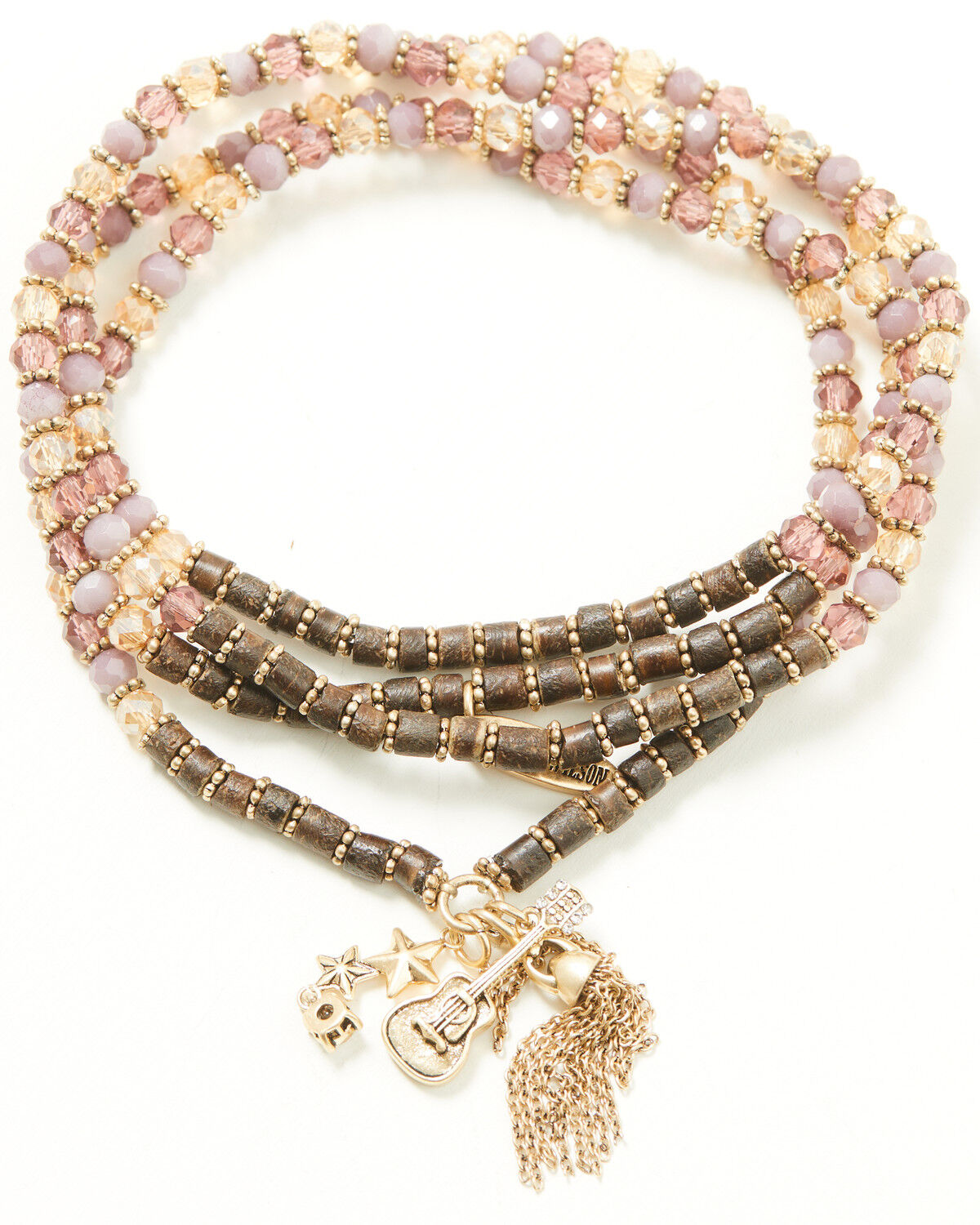 Image #1 - Lainey Wilson Women's Beaded Charm Star Guitar Necklace, Gold, hi-res