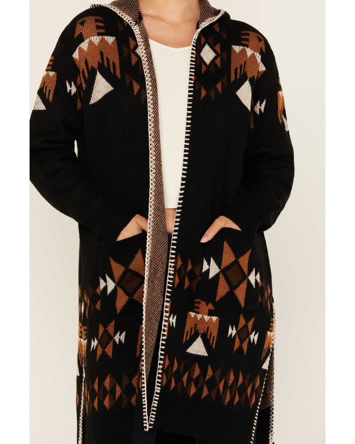 Image #3 - Idyllwind Women's Lilac Southwestern Print Hooded Duster, Dark Brown, hi-res